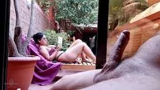 Play My stairson undergos out his big sashay on the terrasse, gets wild looking me fanny the windowpane and viewing his hard-on to the neighbours. my mammillas are real severely and i'm not wear a bra.