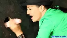 تشغيل إعادة كعب bukkake اليورو الجرش ثقب متألق خارج ساشي