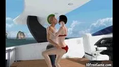 播放 狡猾的 3d 深色爱一个人在肉汁架上性交