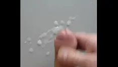 Play Handjob on the table, big load sperm, small dick